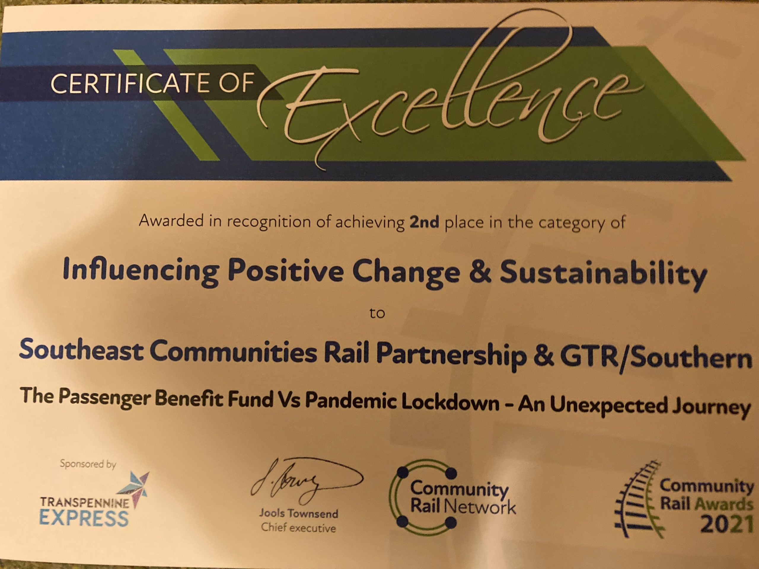 Another win for Southeast Communities Rail Partnership