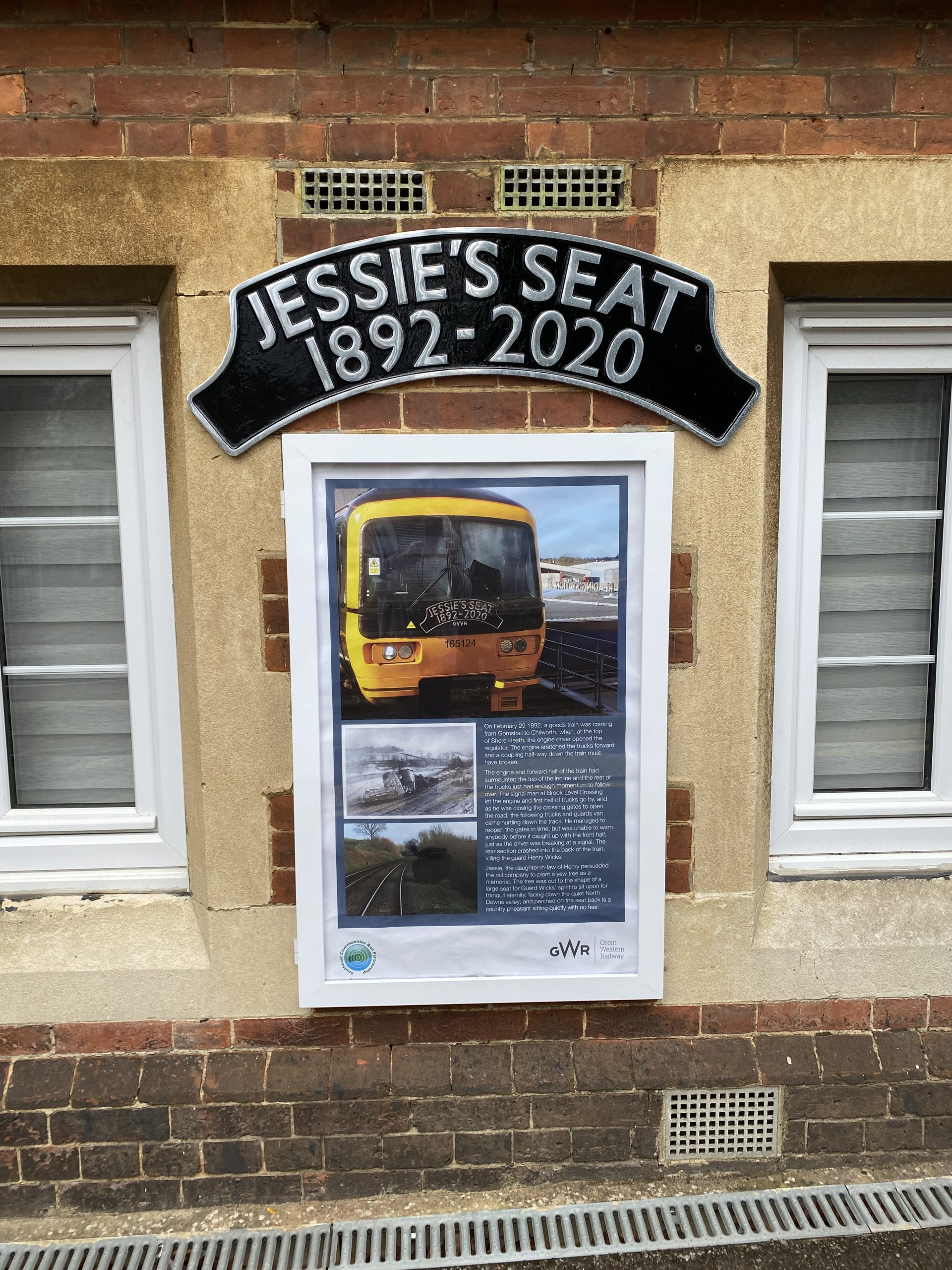 Plaque and Rail History Informative poster on hIstoric rail accident