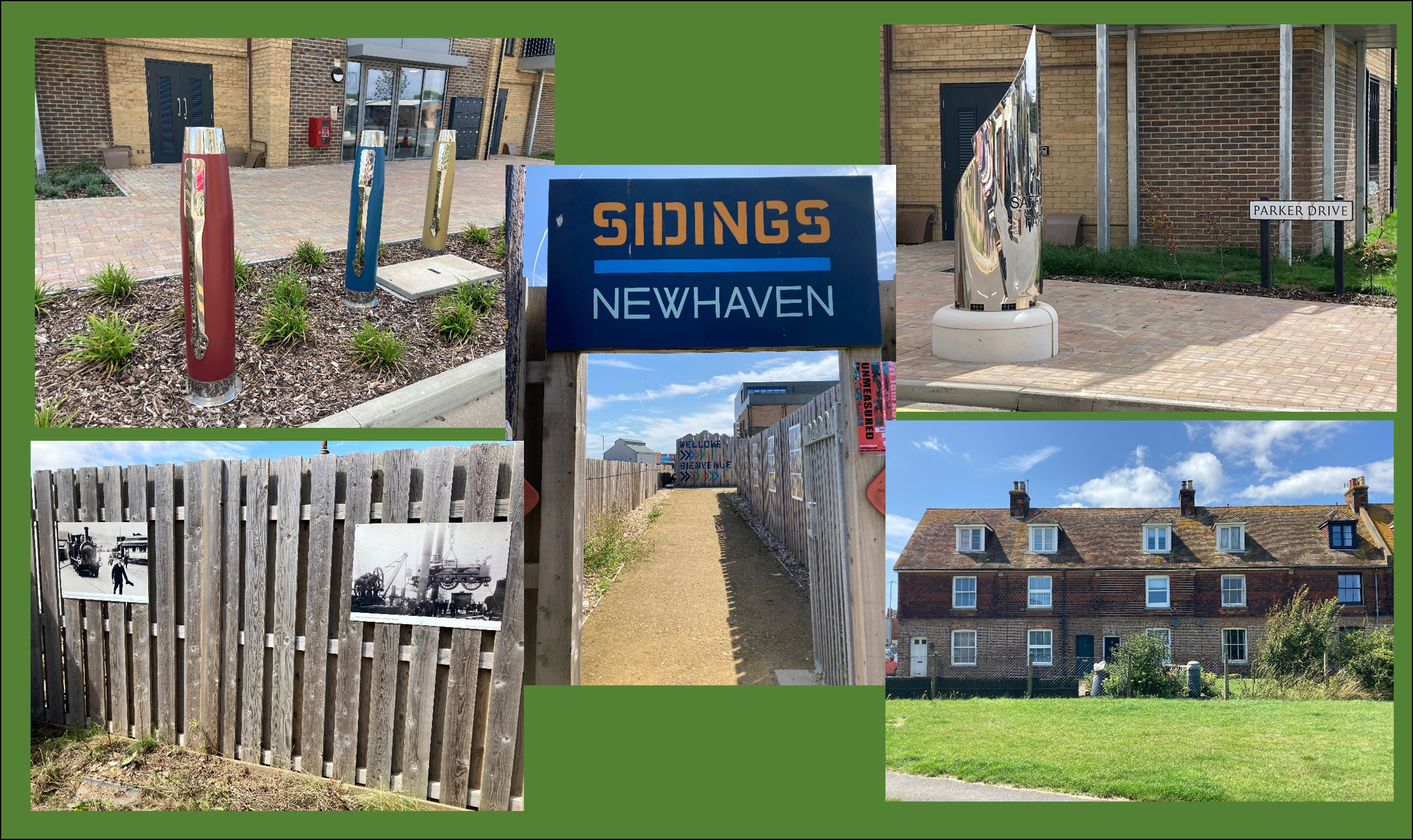 photo montage showing Sidings Newhaven, Parker Drive and row of cottages