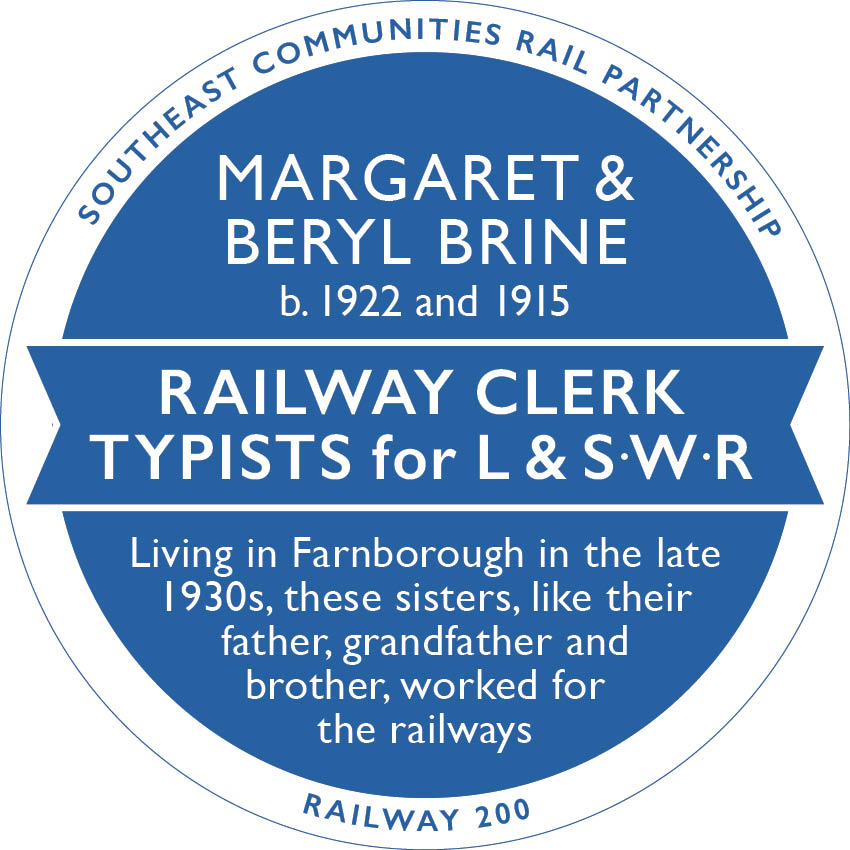 Railway 200 Blue Plaque: Margaret & Beryl Brine