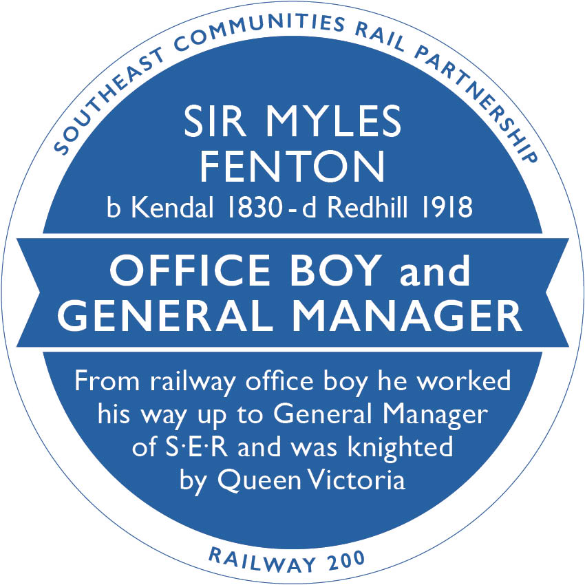Railway 200 Blue Plaque: Sir Myles Fenton
